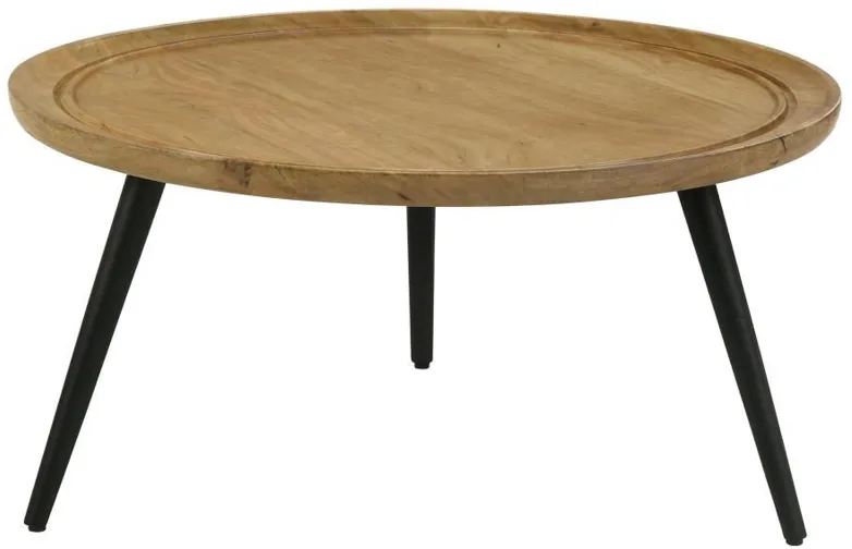 Zoe - Round Coffee Table With Trio Legs - Natural And Black