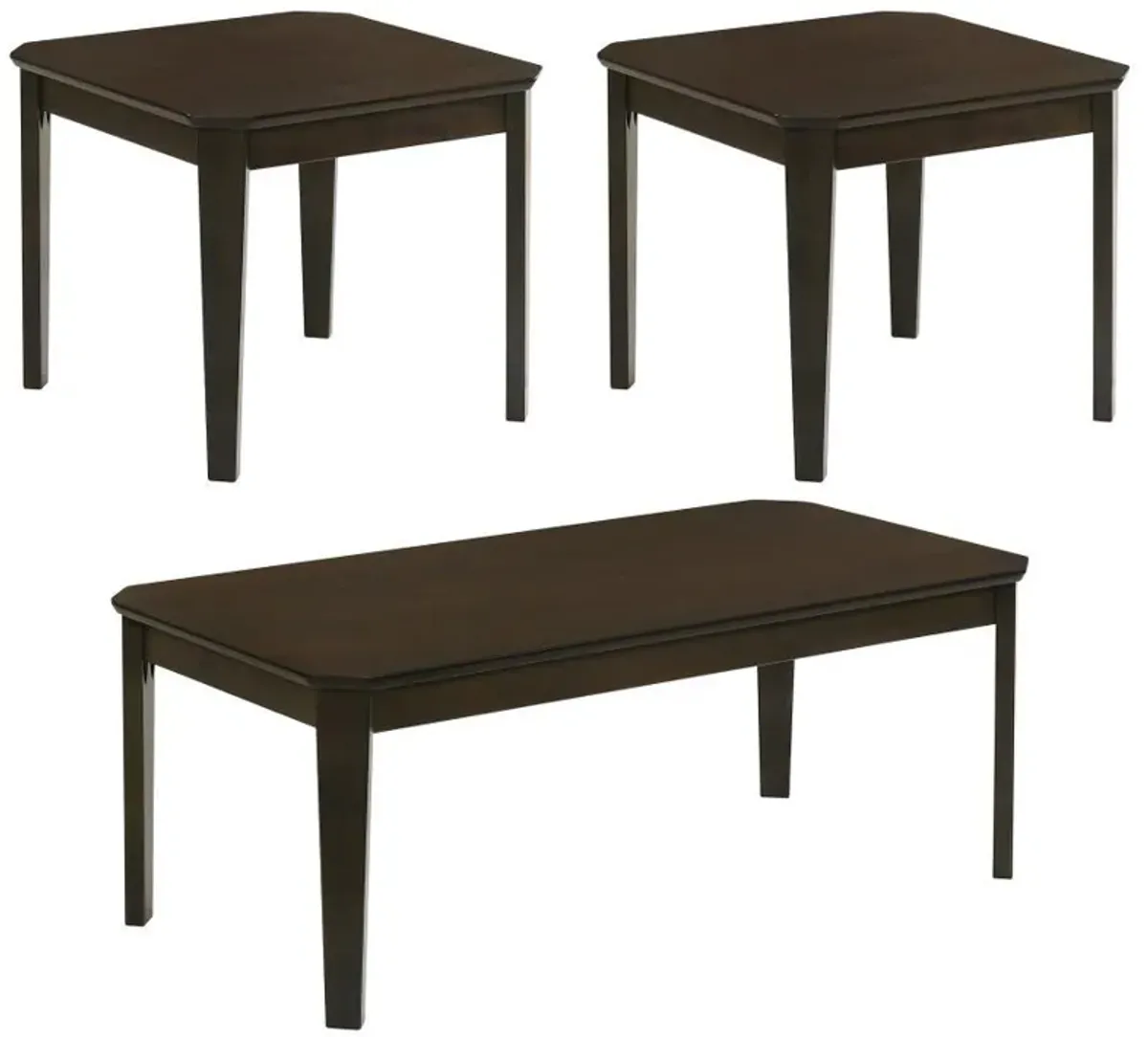 Amaro - 3 Piece Coffee And End Table Set - Dark Brown