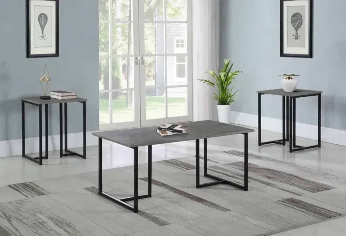 Nyla - 3 Piece Engineered Wood Coffee Table Set Weathered - Gray