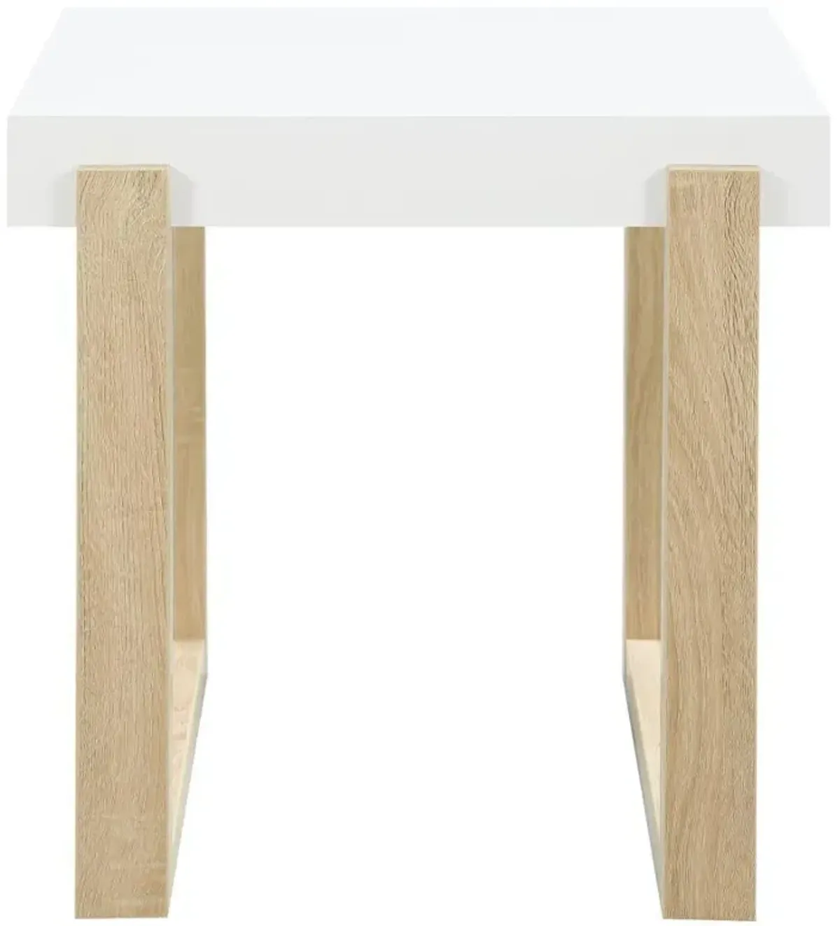 Pala - Rectangular End Table - White High Gloss And Natural