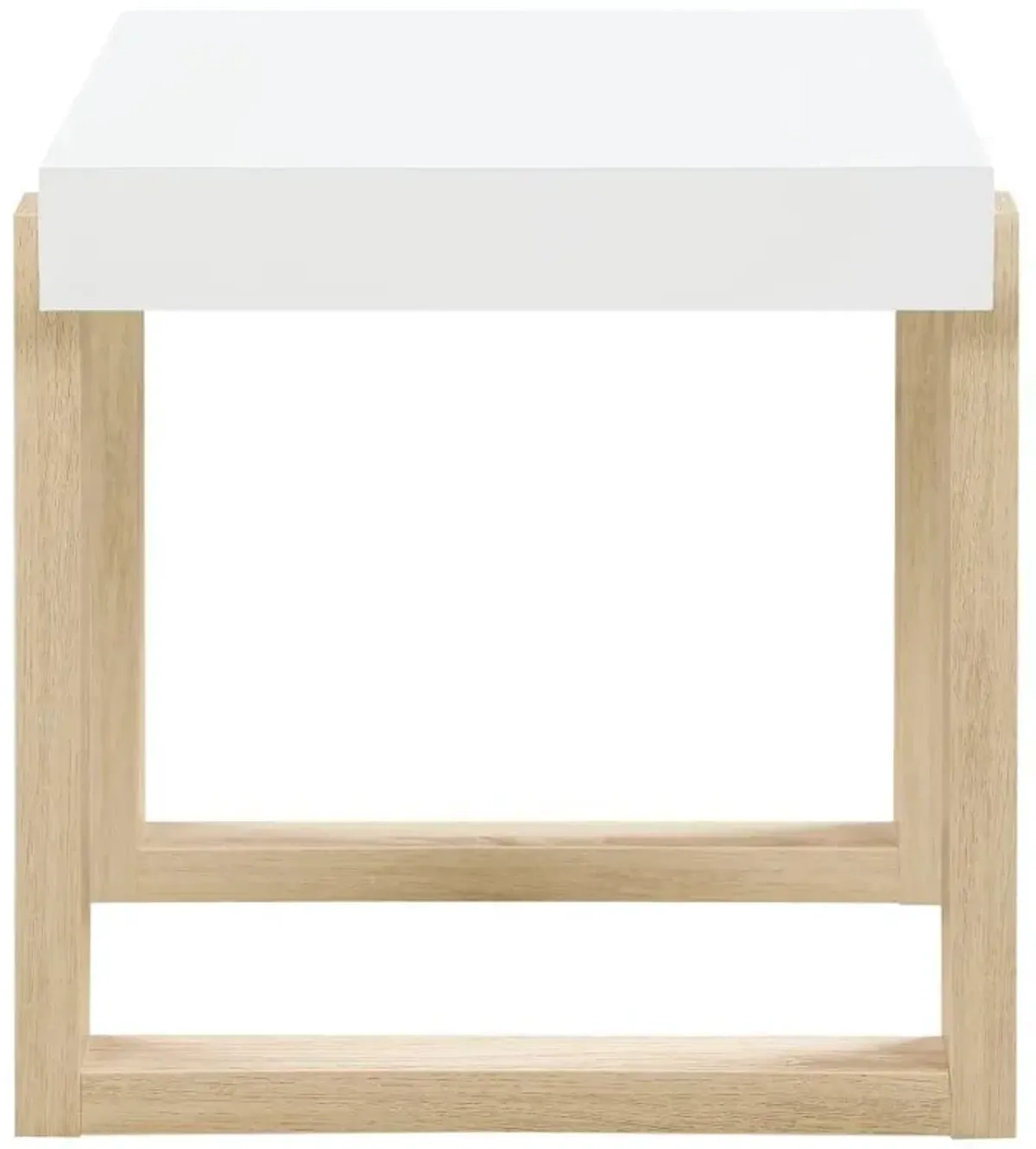 Pala - Rectangular End Table - White High Gloss And Natural