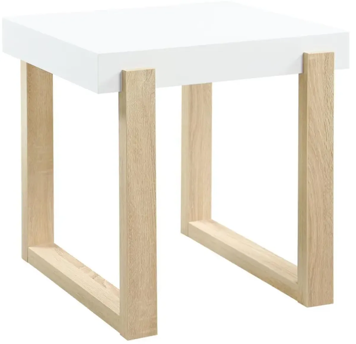 Pala - Rectangular End Table - White High Gloss And Natural