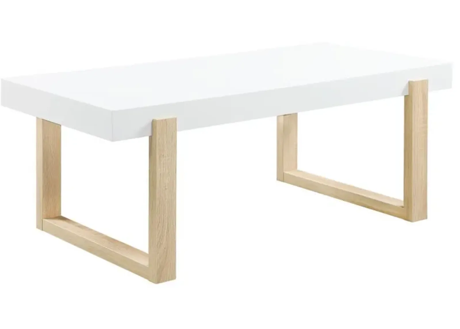 Pala - Rectangular Coffee Table - White High Gloss And Natural