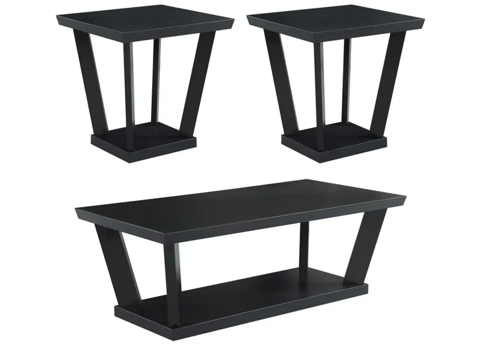 Aminta - 3 Piece Coffee And End Table Set - Black