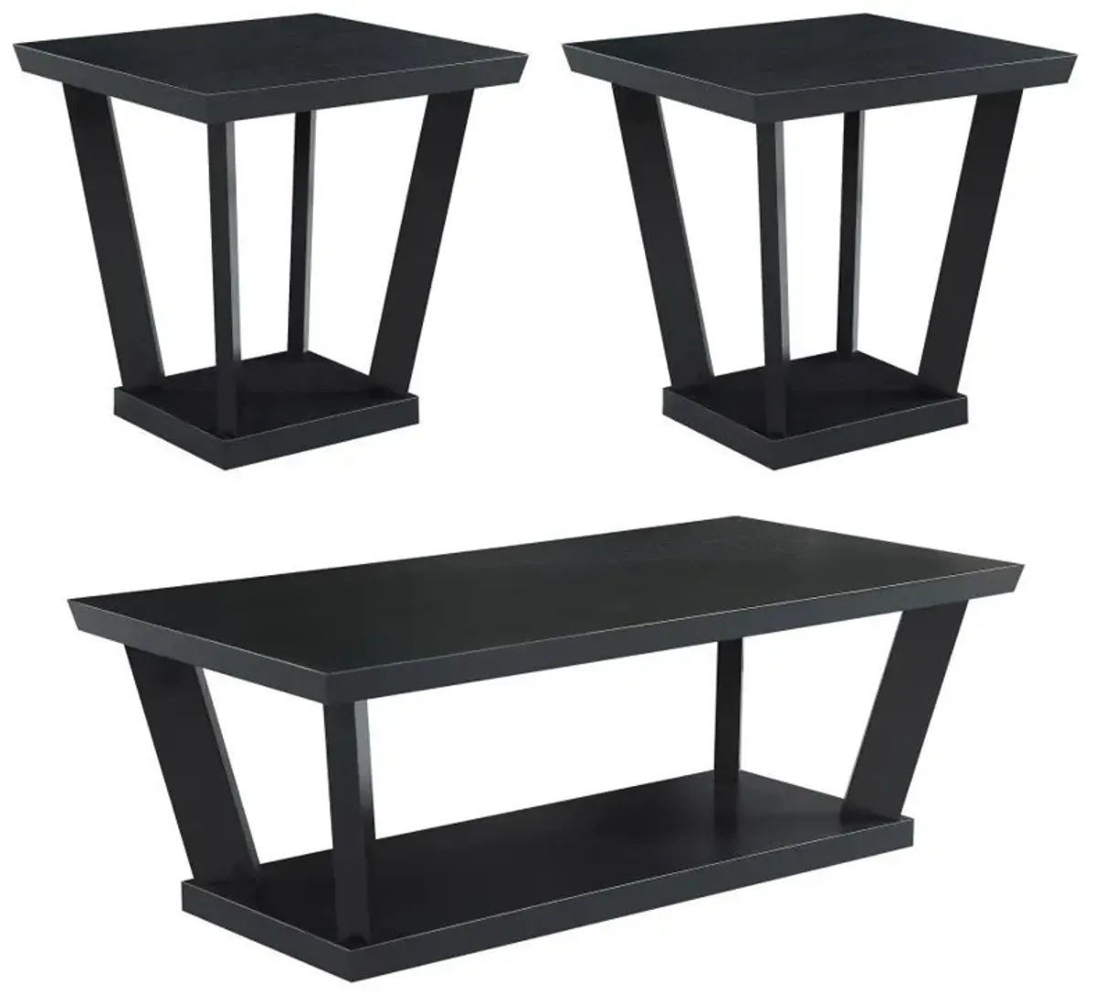 Aminta - 3 Piece Coffee And End Table Set - Black