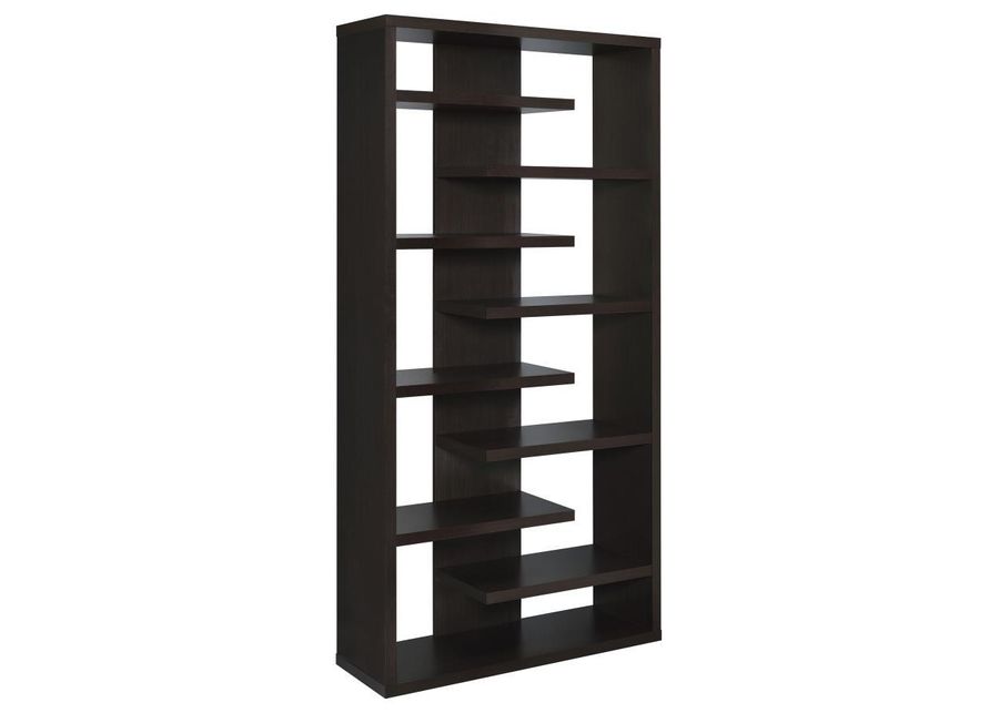 Altmark - Bookcase With Staggered Floating Shelves - Cappuccino