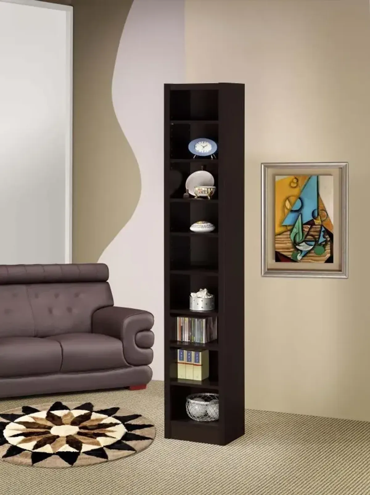 Eliam - 9-Shelf Bookcase - Cappuccino