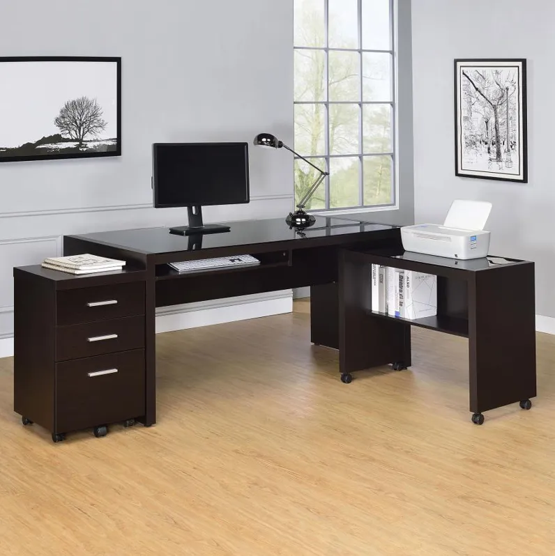 Skeena - 3 Piece Home Office Set - Cappuccino