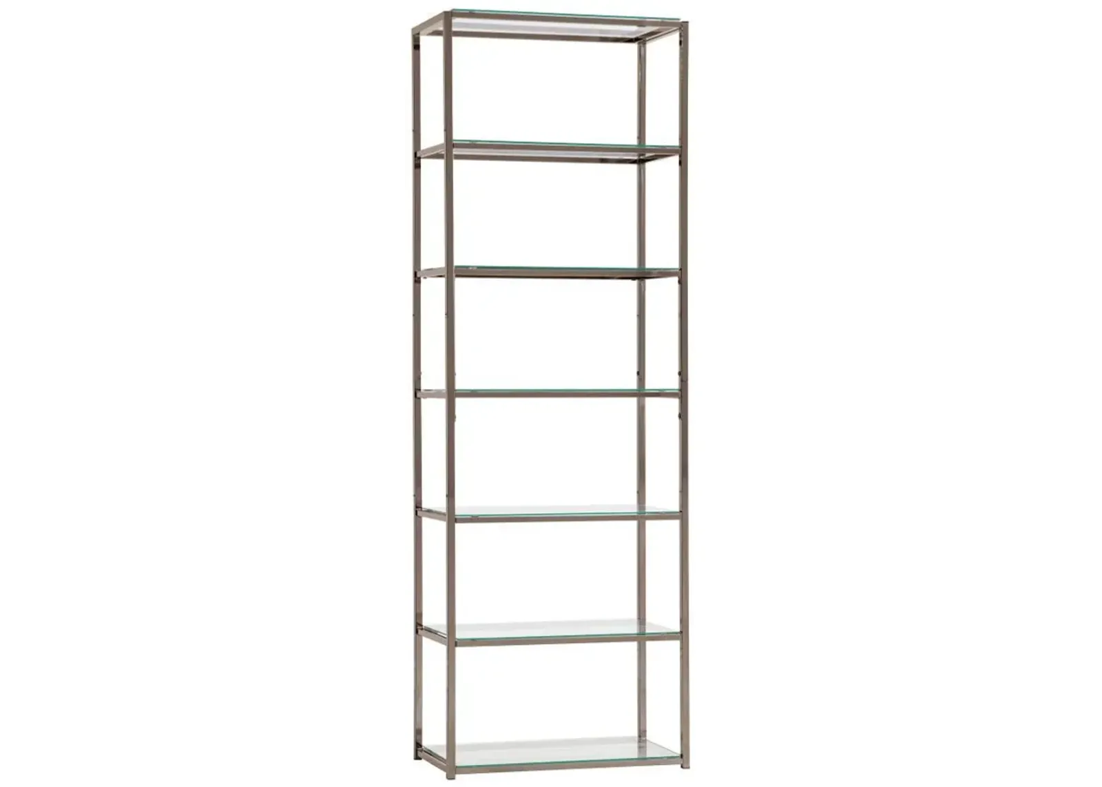 Kate - 5-Shelf Glass Bookshelf - Black Nickel