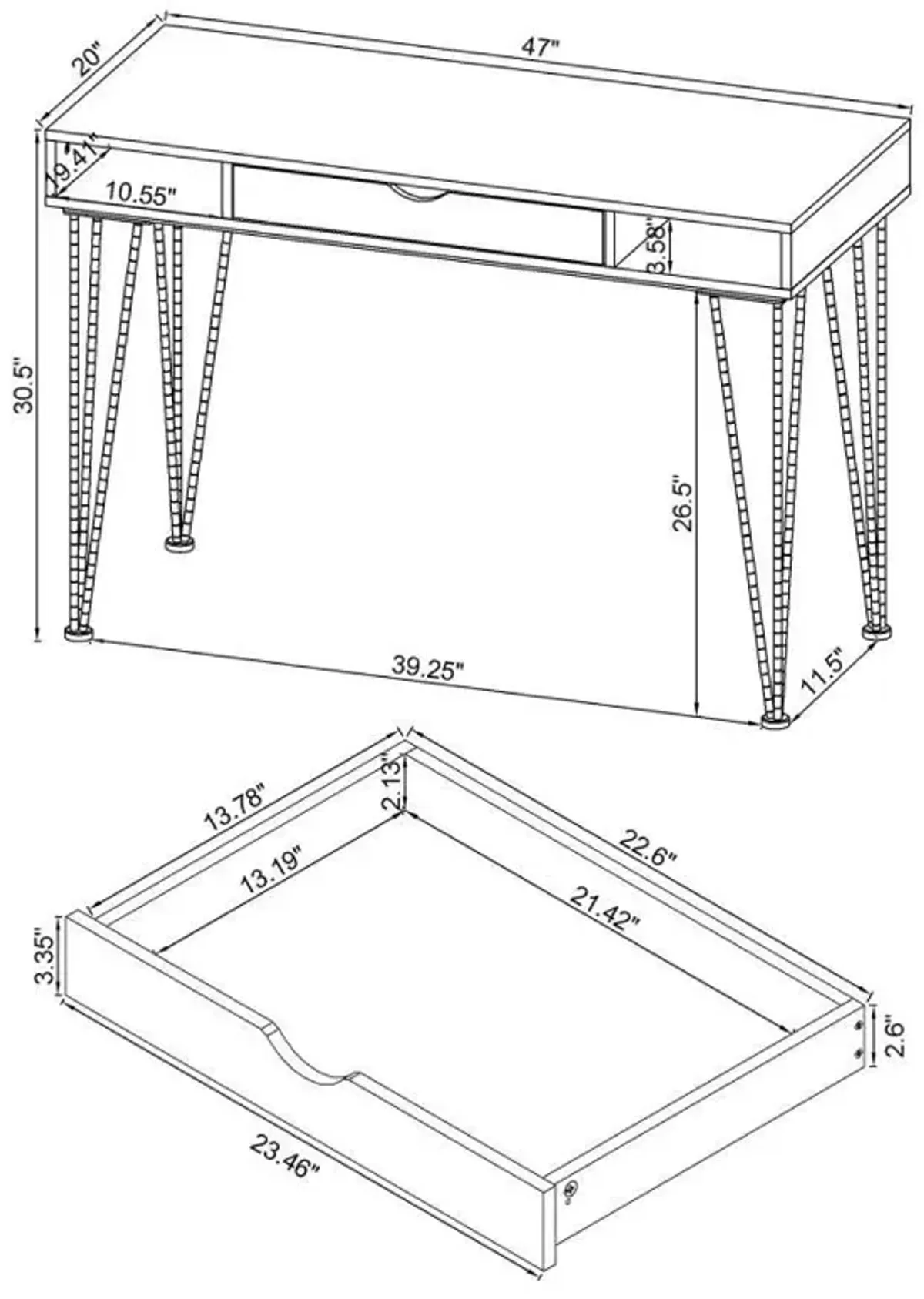 Olvera - 1-Drawer Writing Desk - Rustic Nutmeg