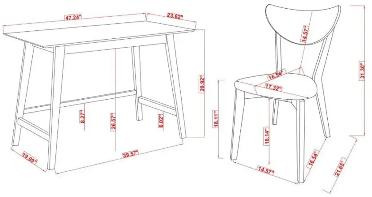Karri - 2 Piece Home Office Computer Desk And Chair Set - Walnut