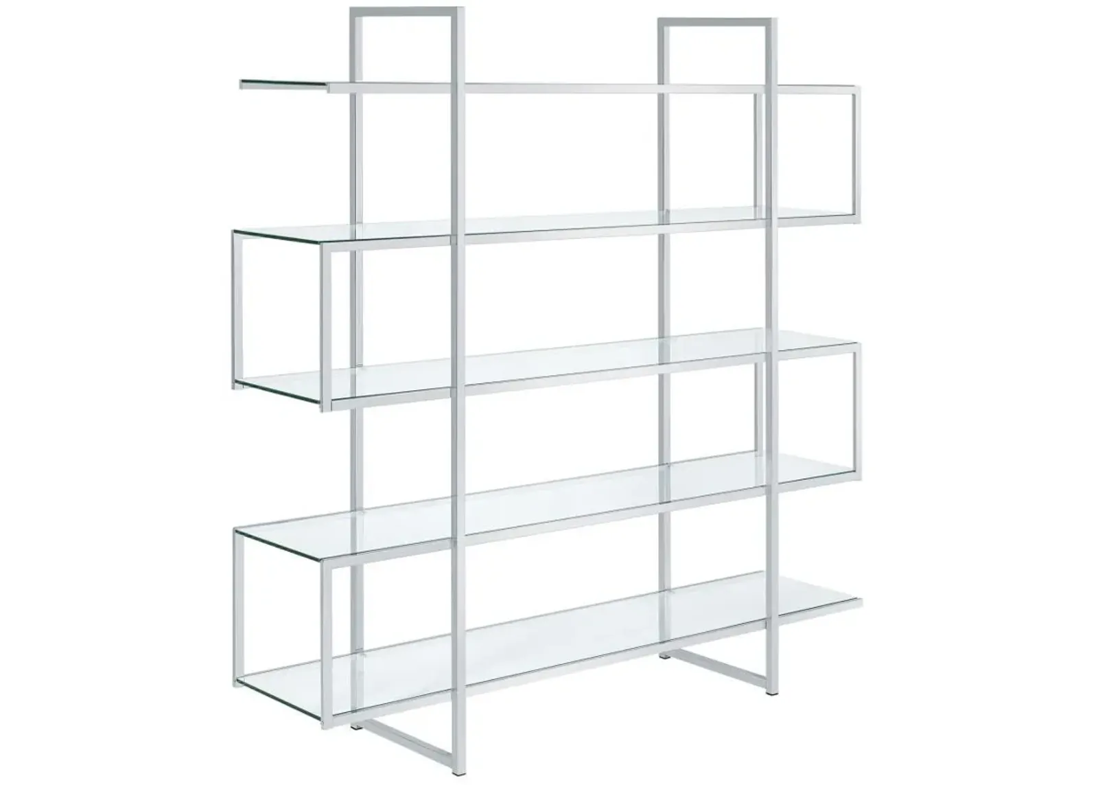 Elmer - 5-Shelf Bookshelf - Clear And Chrome