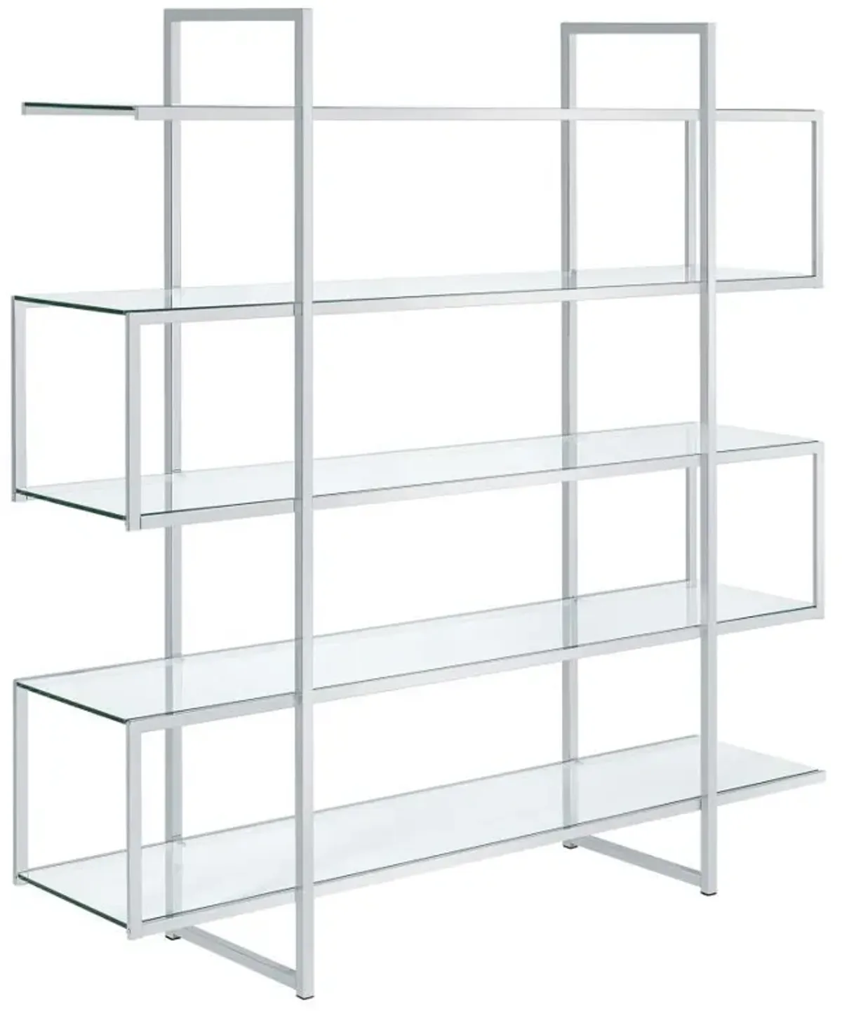 Elmer - 5-Shelf Bookshelf - Clear And Chrome