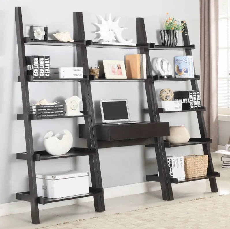 Colella - 3 Piece 1-Drawer Ladder Desk Set - Cappuccino