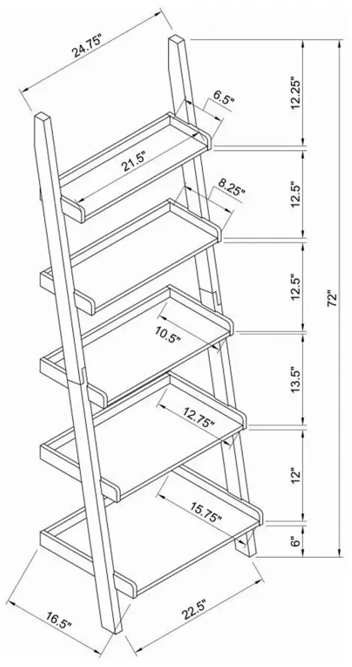 Colella - 3 Piece Ladder Desk And Bookcase Set - Cappuccino