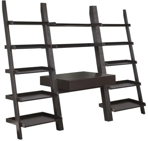 Colella - 3 Piece Ladder Desk And Bookcase Set - Cappuccino