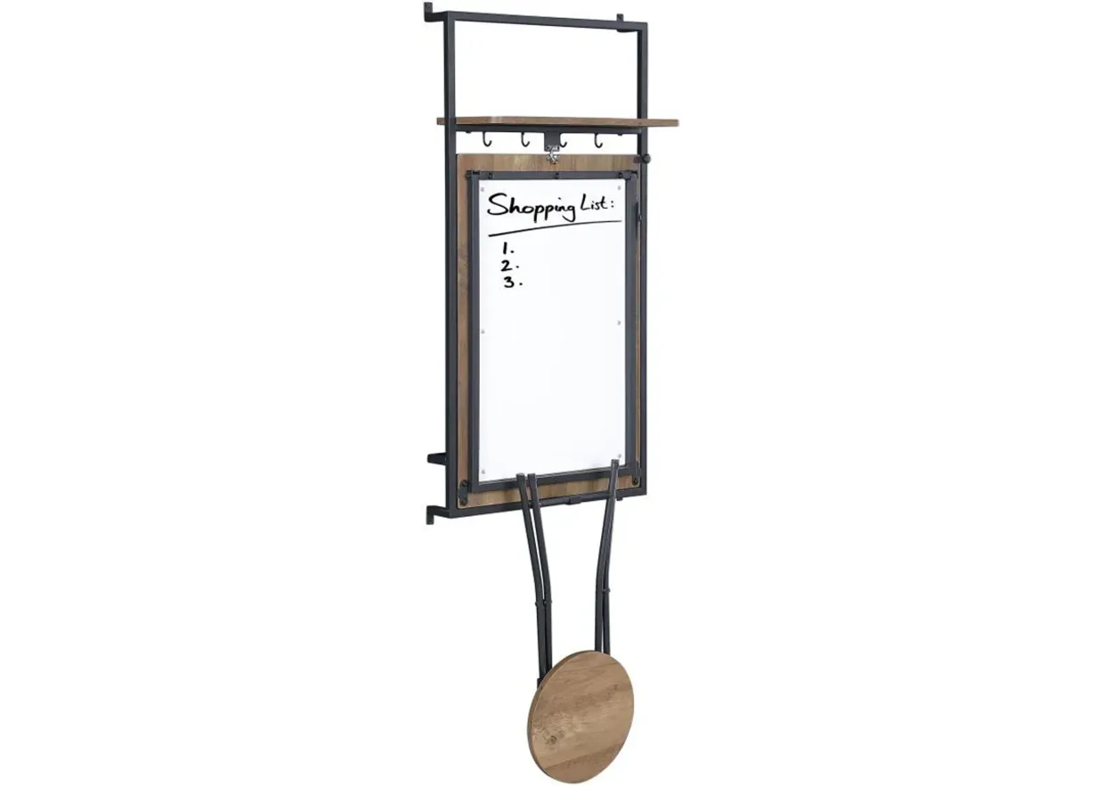 Riley - Foldable Whiteboard Wall Desk With Stool - Rustic Oak