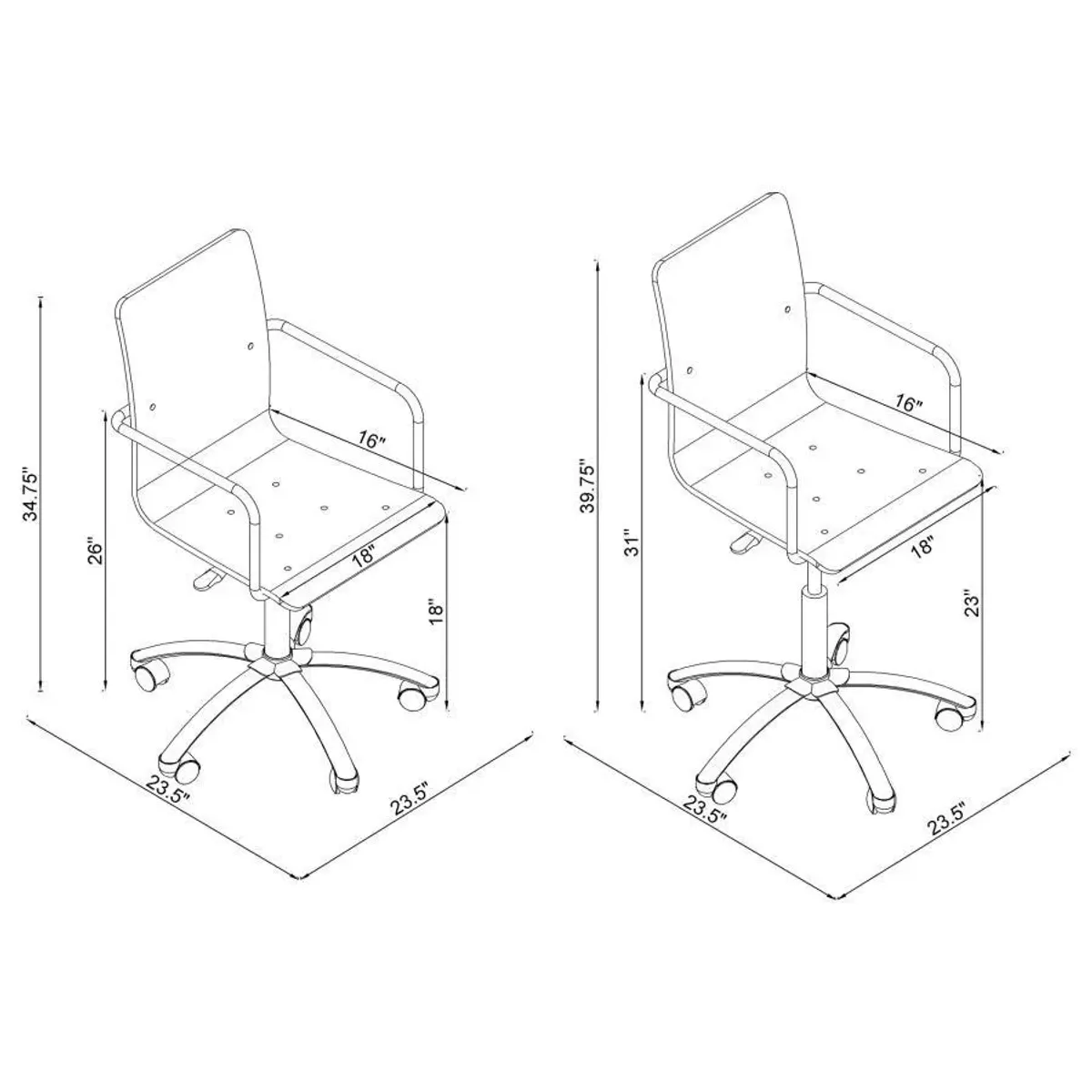 Amaturo - Acrylic Adjustable Home Office Desk Chair - Clear