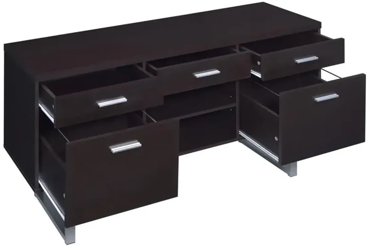 Lawtey - 5-Drawer Home Office Storage Credenza - Cappuccino