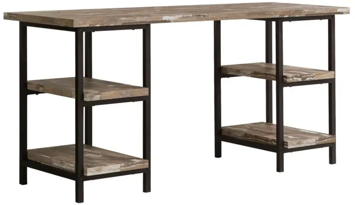 Kemper - 4-Shelf Writing Desk - Weathered Brown