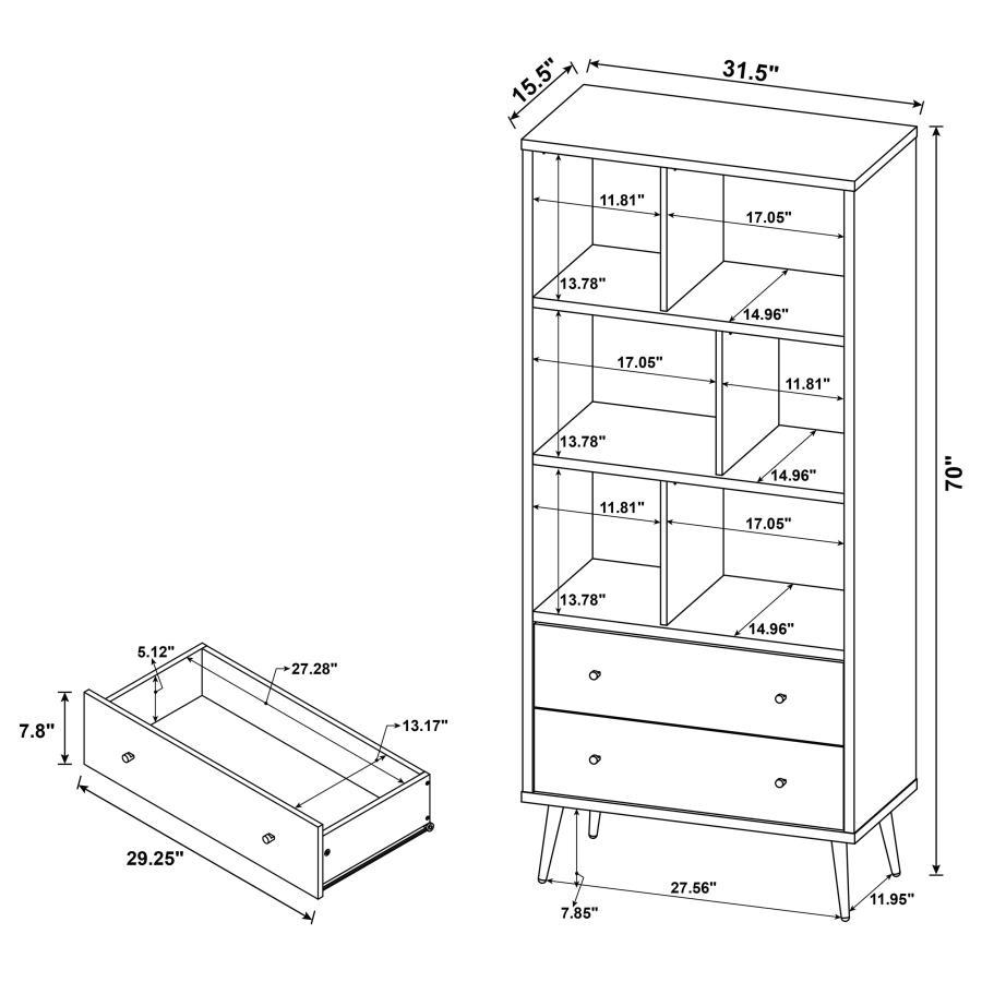 Maeve - 3-Shelf Engineered Wood Bookcase With Drawers - Antique Pine