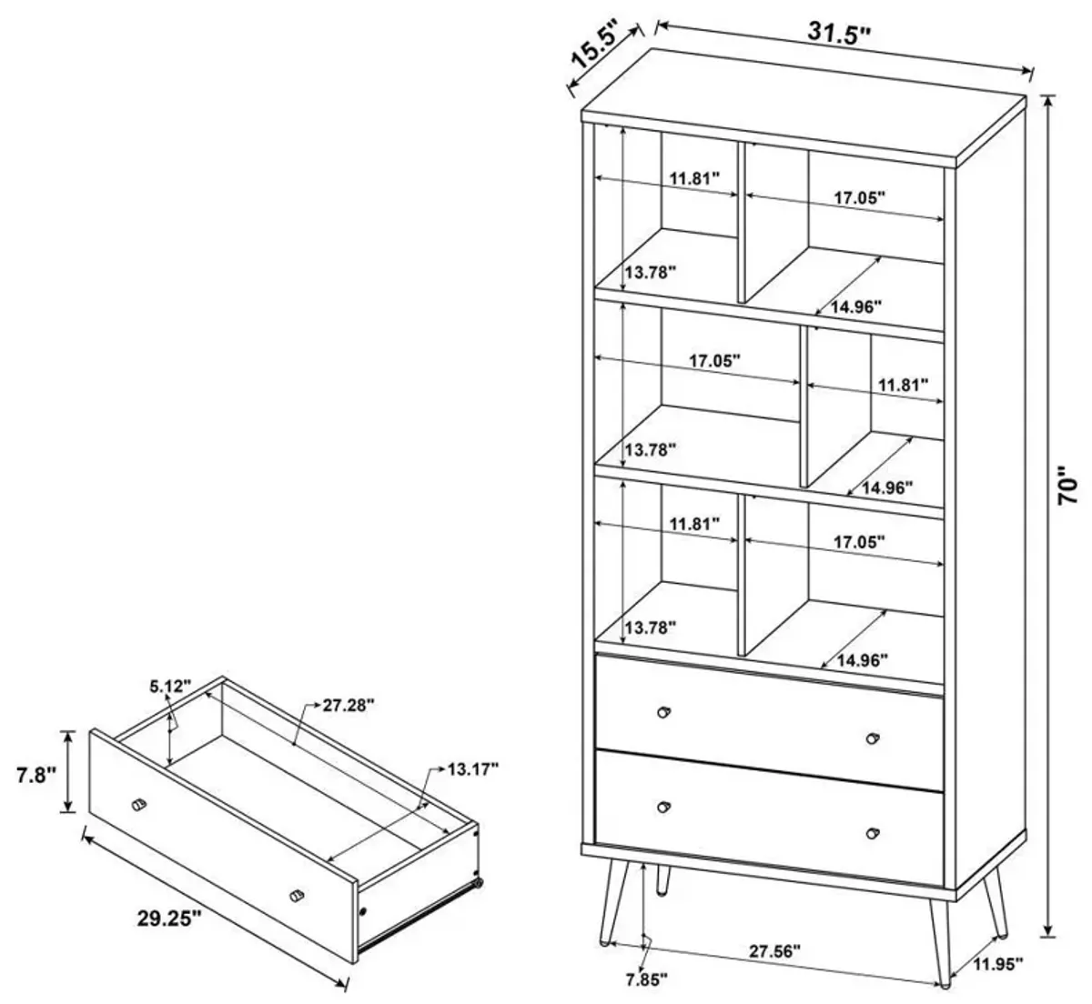 Maeve - 3-Shelf Bookcase With Drawers - Distressed Pine