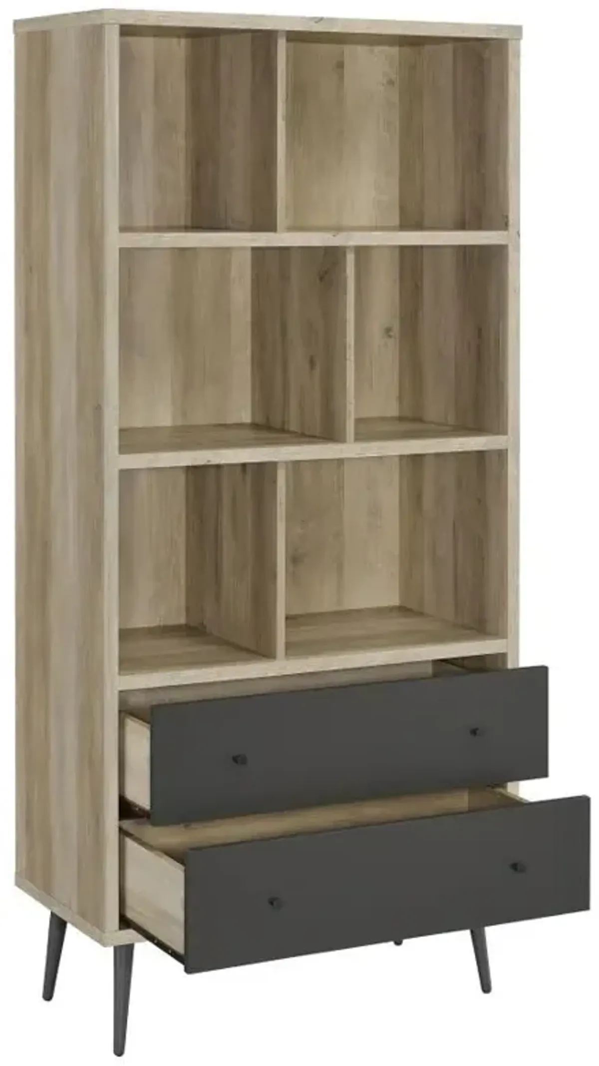 Maeve - 3-Shelf Bookcase With Drawers - Distressed Pine