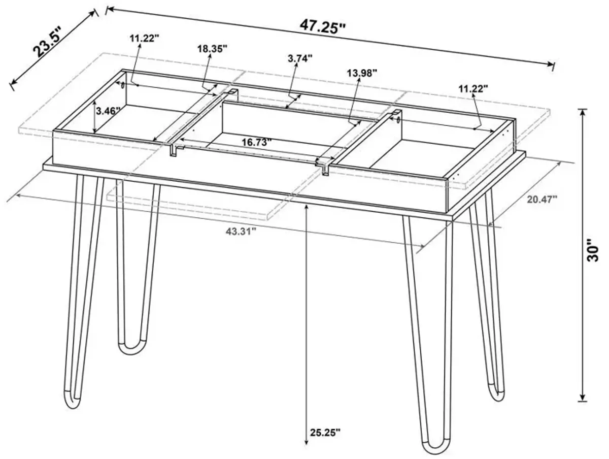 Sheeran - Writing Desk With Storage - Rustic Amber