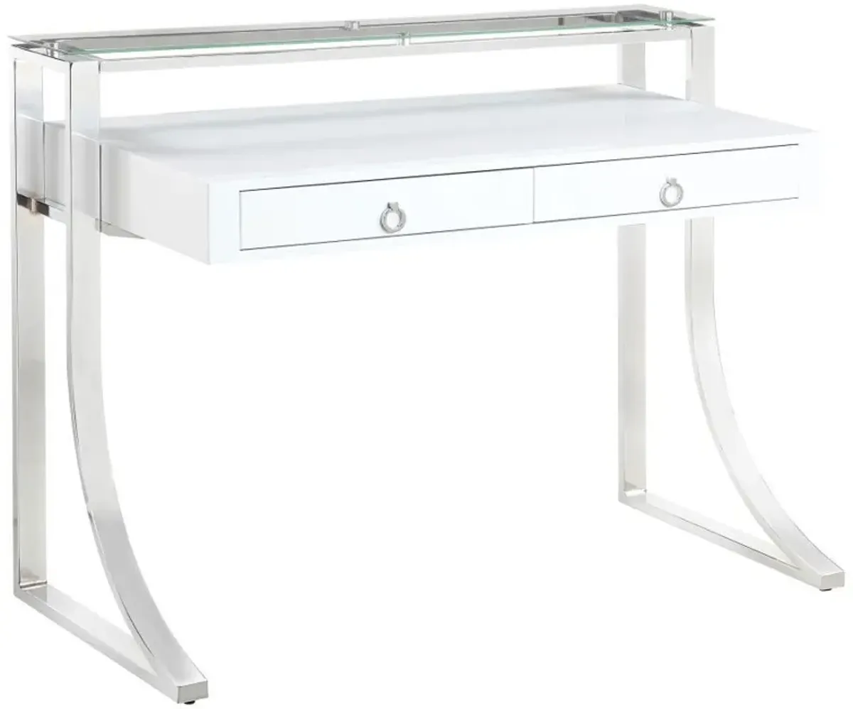 Gemma - 2-Drawer Writing Desk - White High Gloss