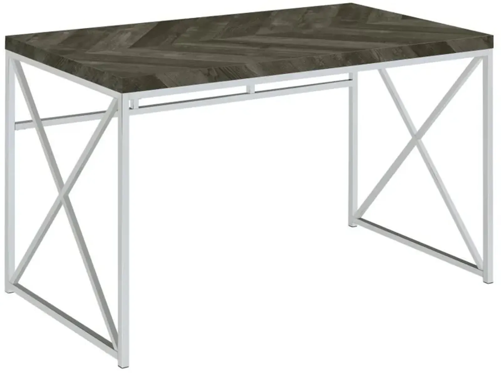 Grimma - Writing Office Desk - Rustic Gray And Chrome