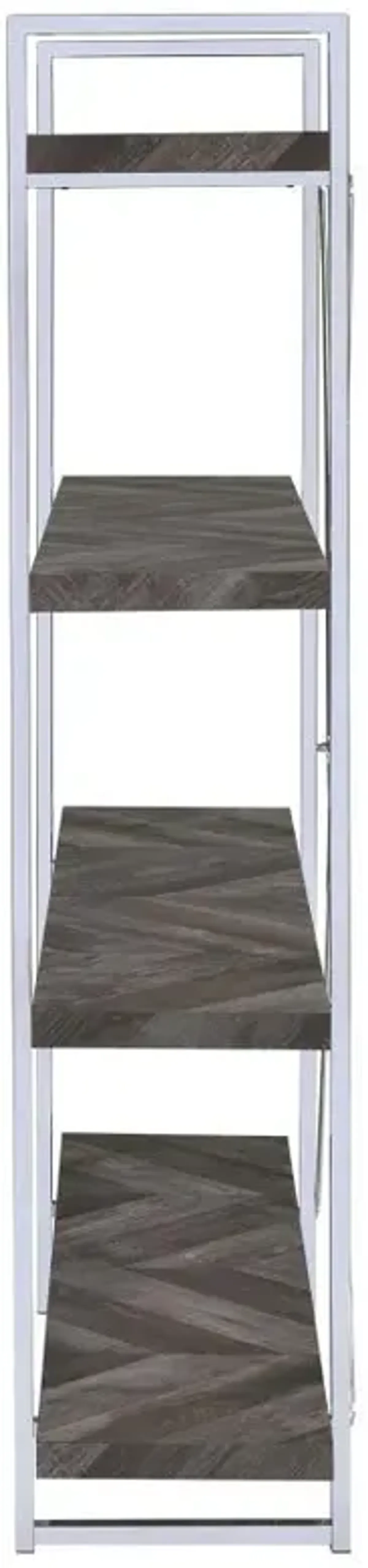 Grimma - 4-Shelf Bookshelf - Rustic Gray And Chrome