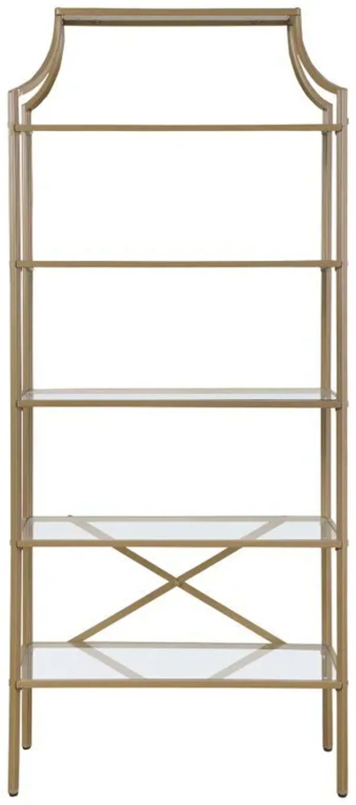 Serena - 5-Shelf Glass Bookshelf - Gold