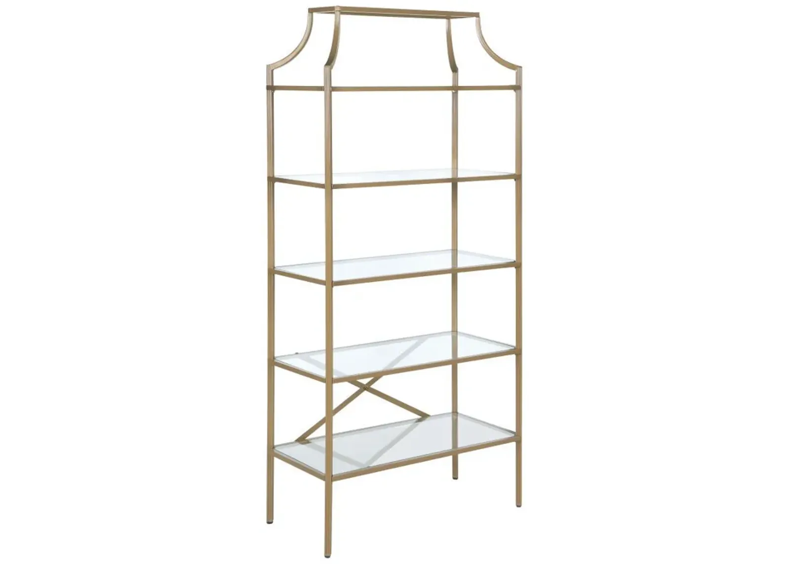 Serena - 5-Shelf Glass Bookshelf - Gold