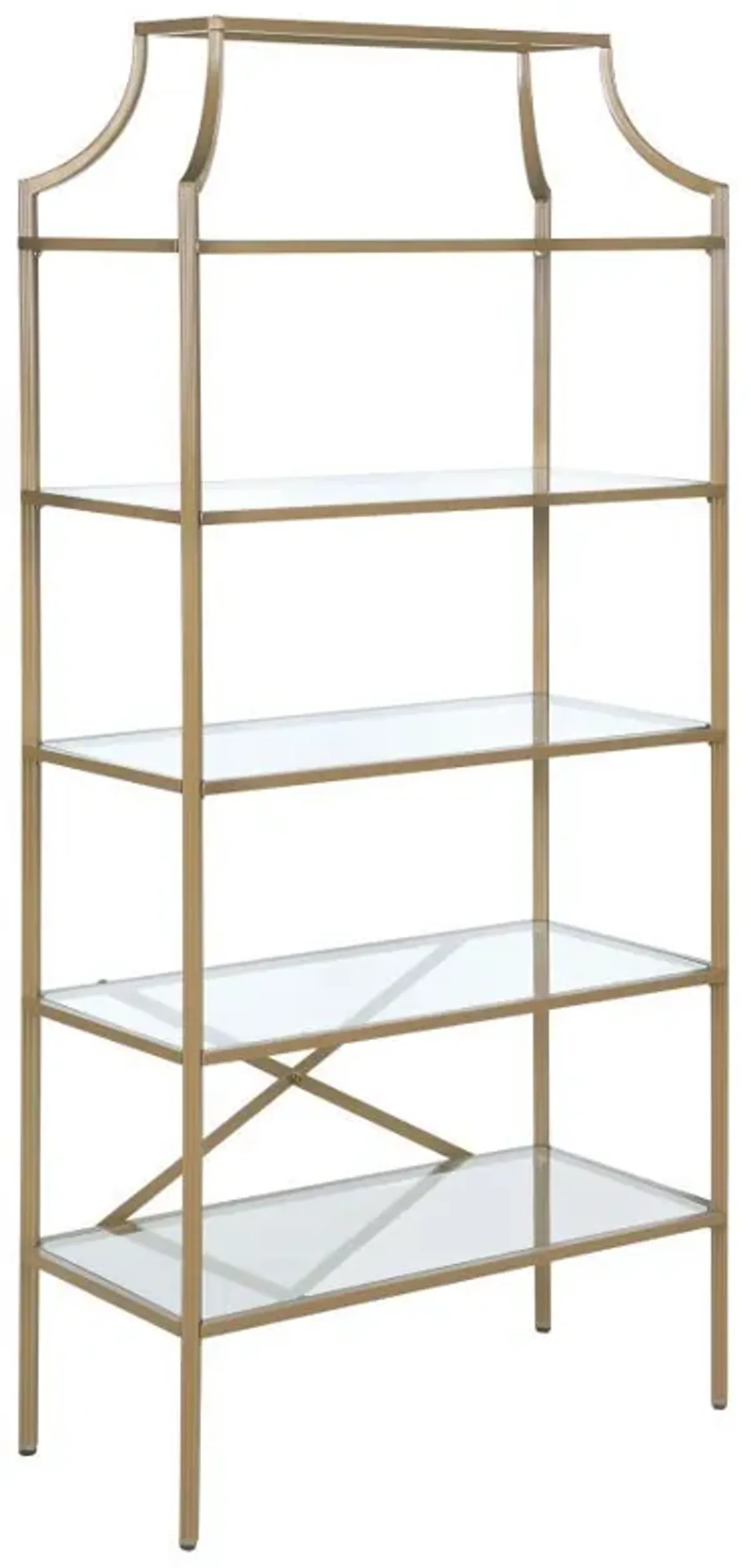 Serena - 5-Shelf Glass Bookshelf - Gold