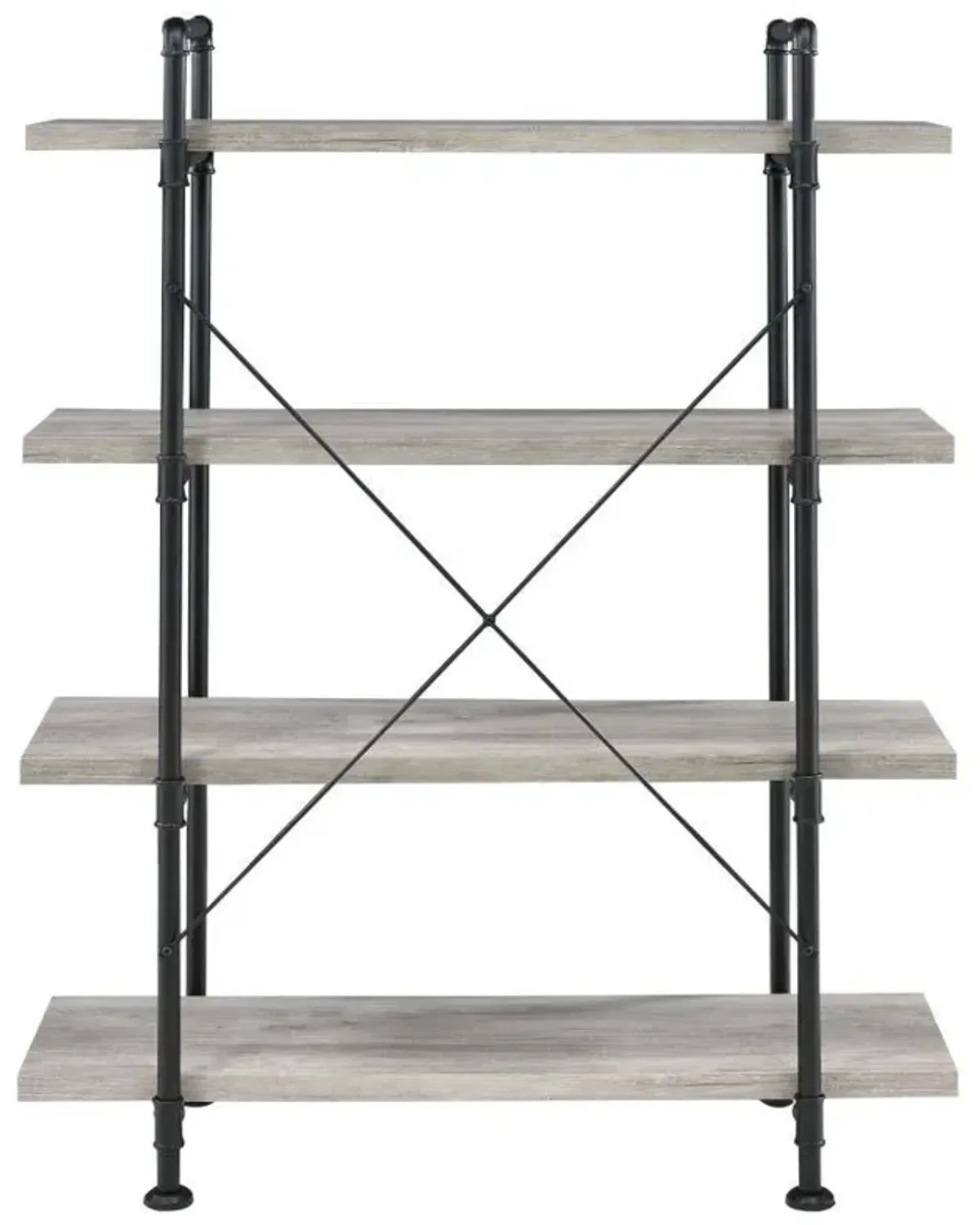 Delray - 4-Shelf Bookshelf - Gray Driftwood And Black