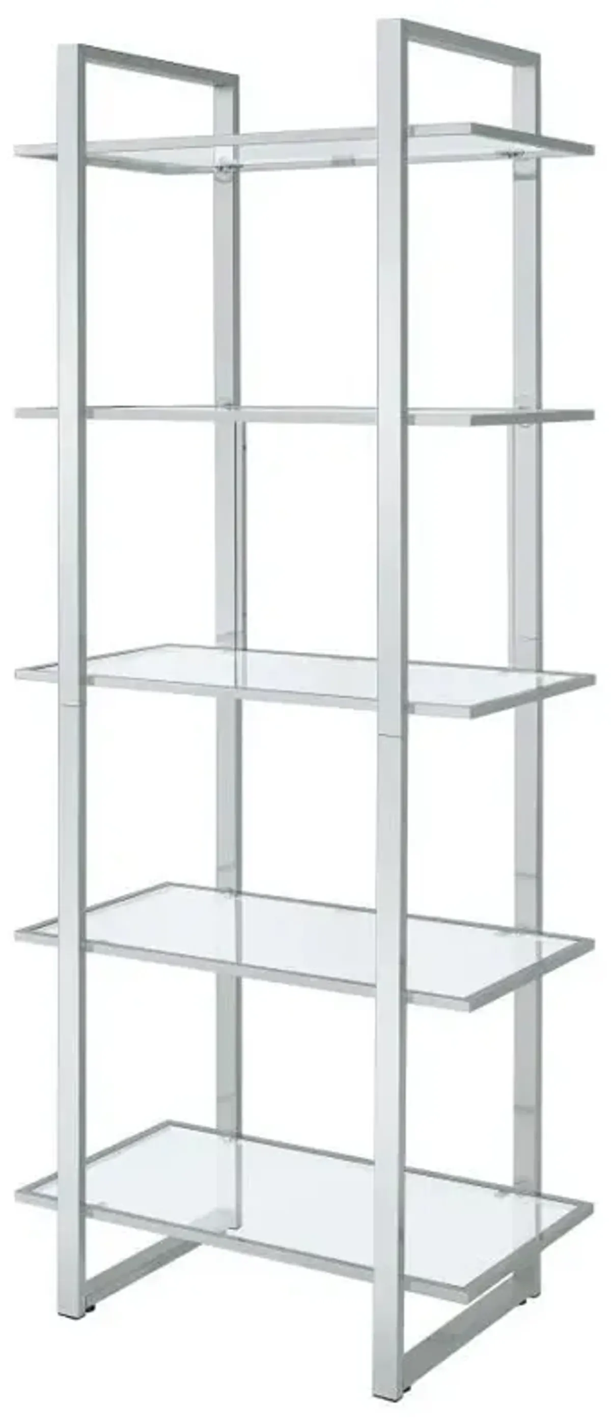 Hartford - 5-Shelf Glass Bookshelf - Chrome