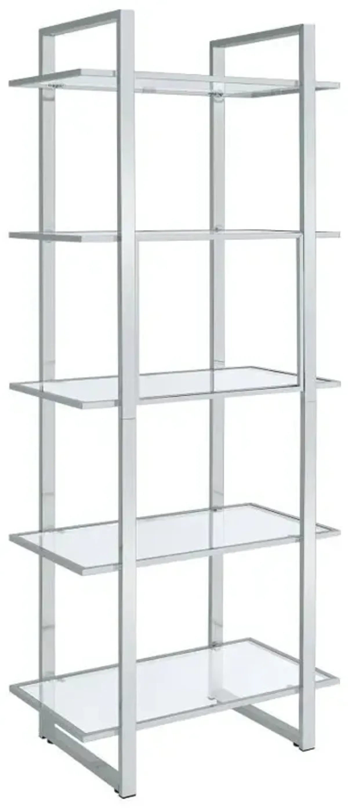 Hartford - 5-Shelf Glass Bookshelf - Chrome