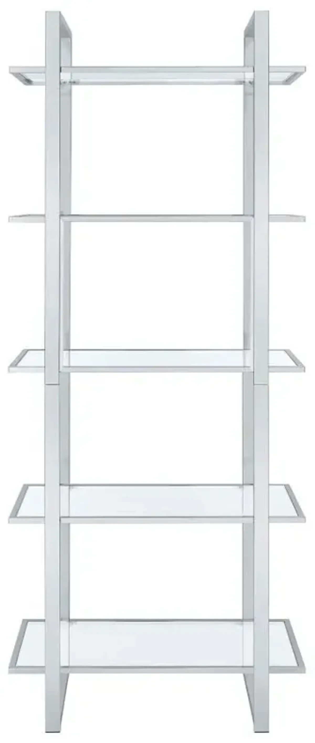 Hartford - 5-Shelf Glass Bookshelf - Chrome