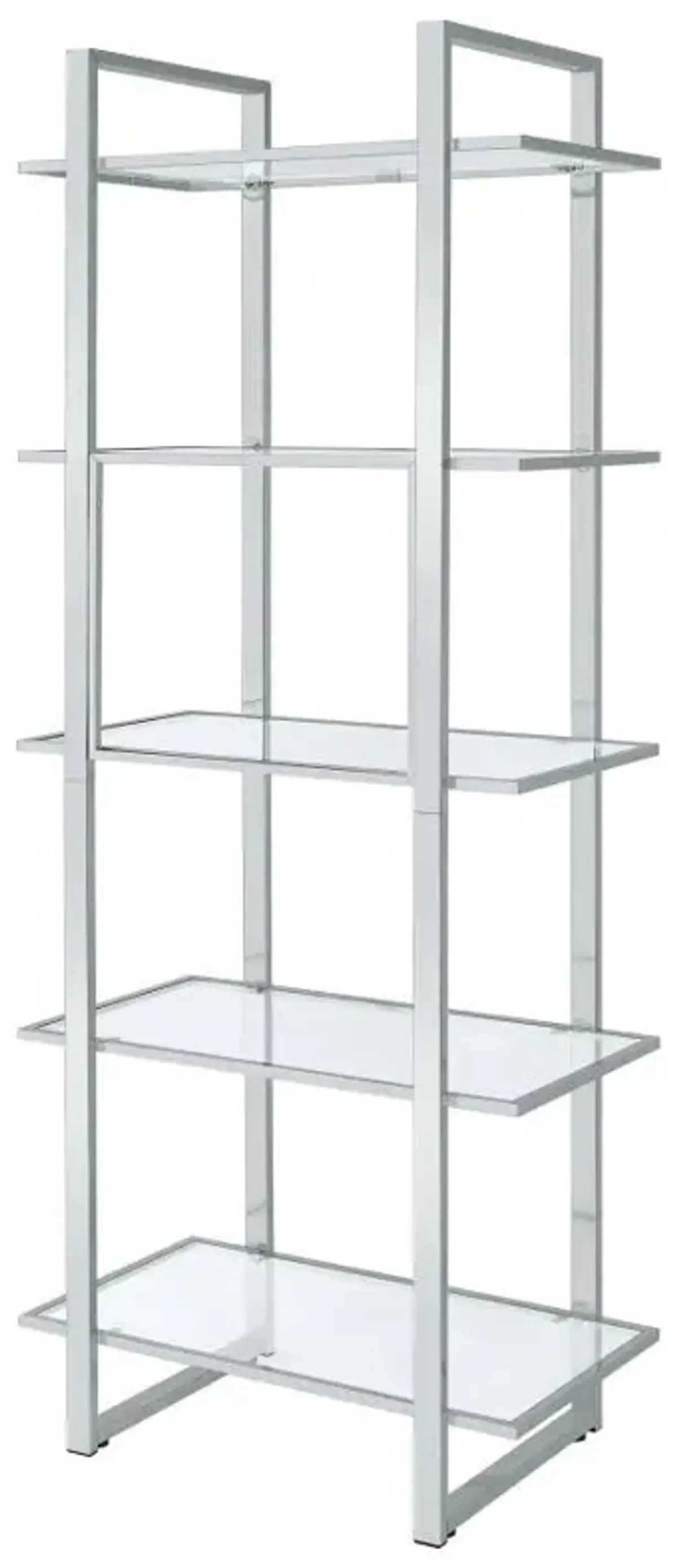 Hartford - 5-Shelf Glass Bookshelf - Chrome