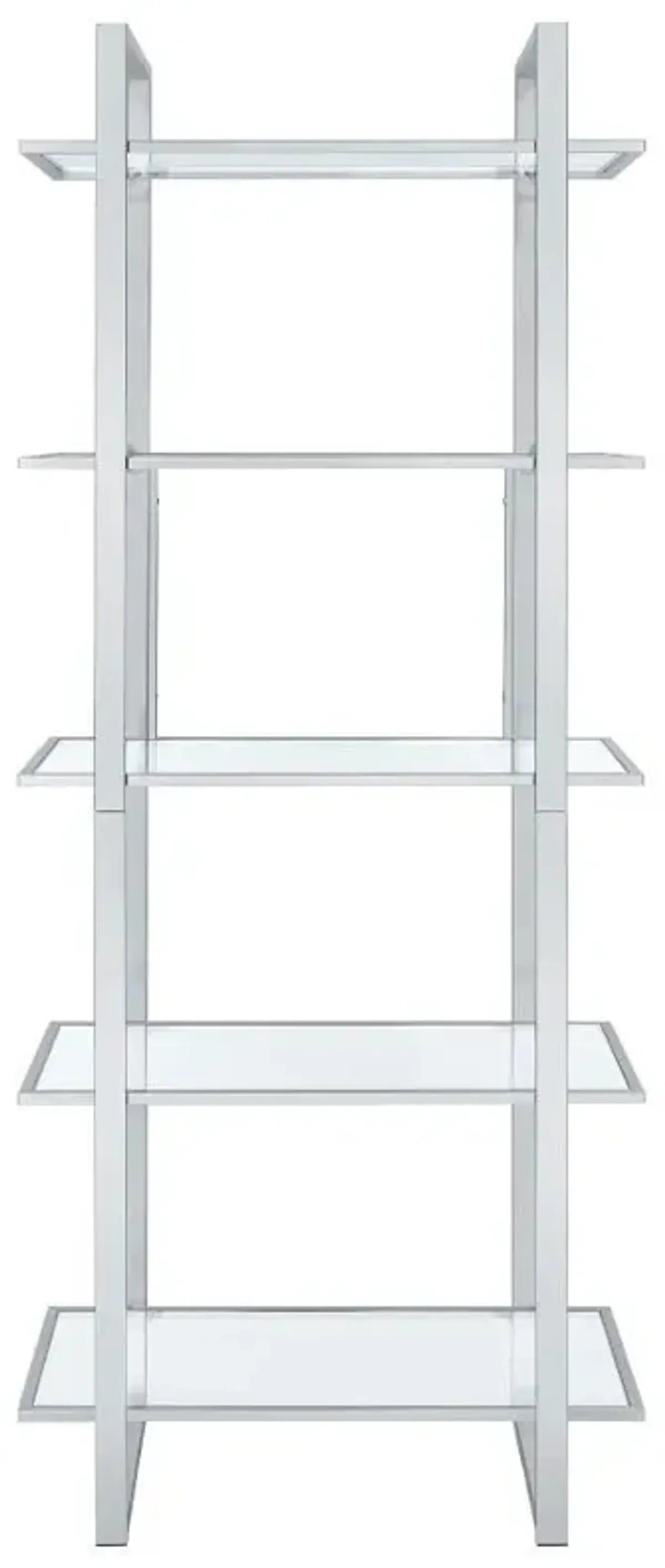 Hartford - 5-Shelf Glass Bookshelf - Chrome