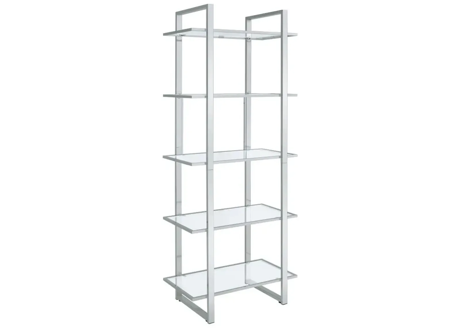 Hartford - 5-Shelf Glass Bookshelf - Chrome