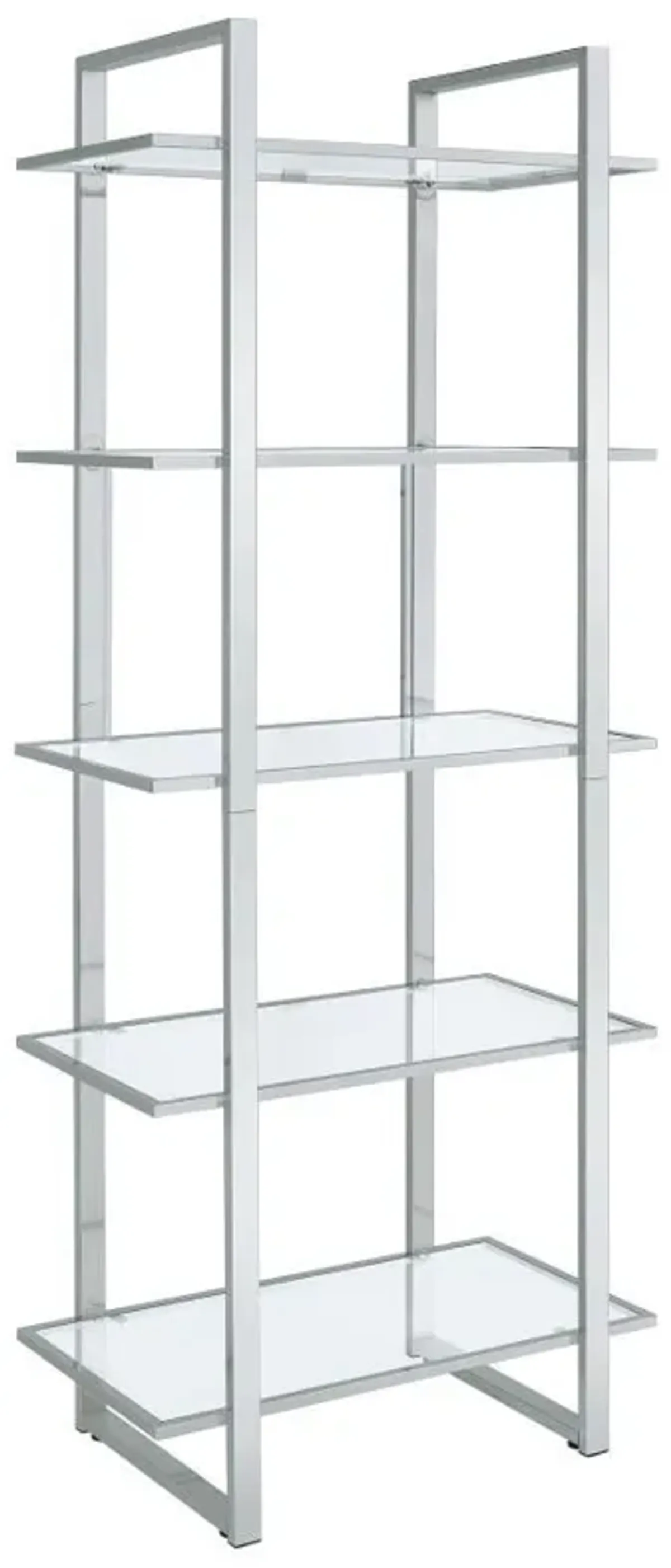 Hartford - 5-Shelf Glass Bookshelf - Chrome