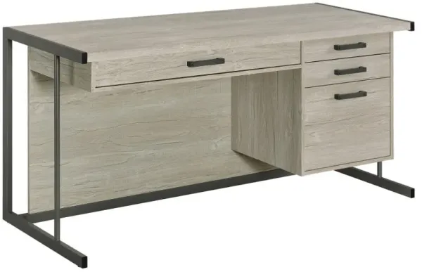 Loomis - 4-Drawer Computer Desk - Whitewashed Gray