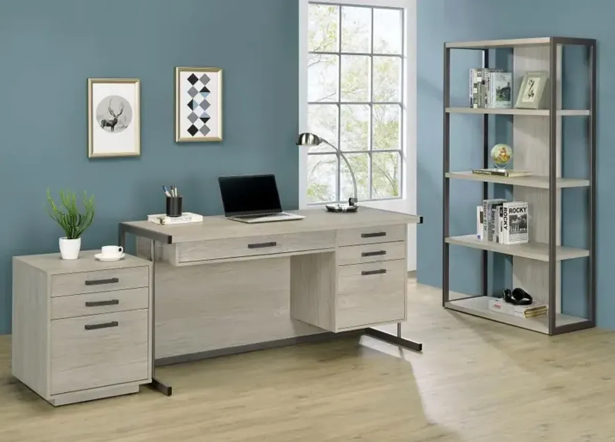 Loomis - 3-Drawer Home Office File Cabinet - Whitewashed Gray