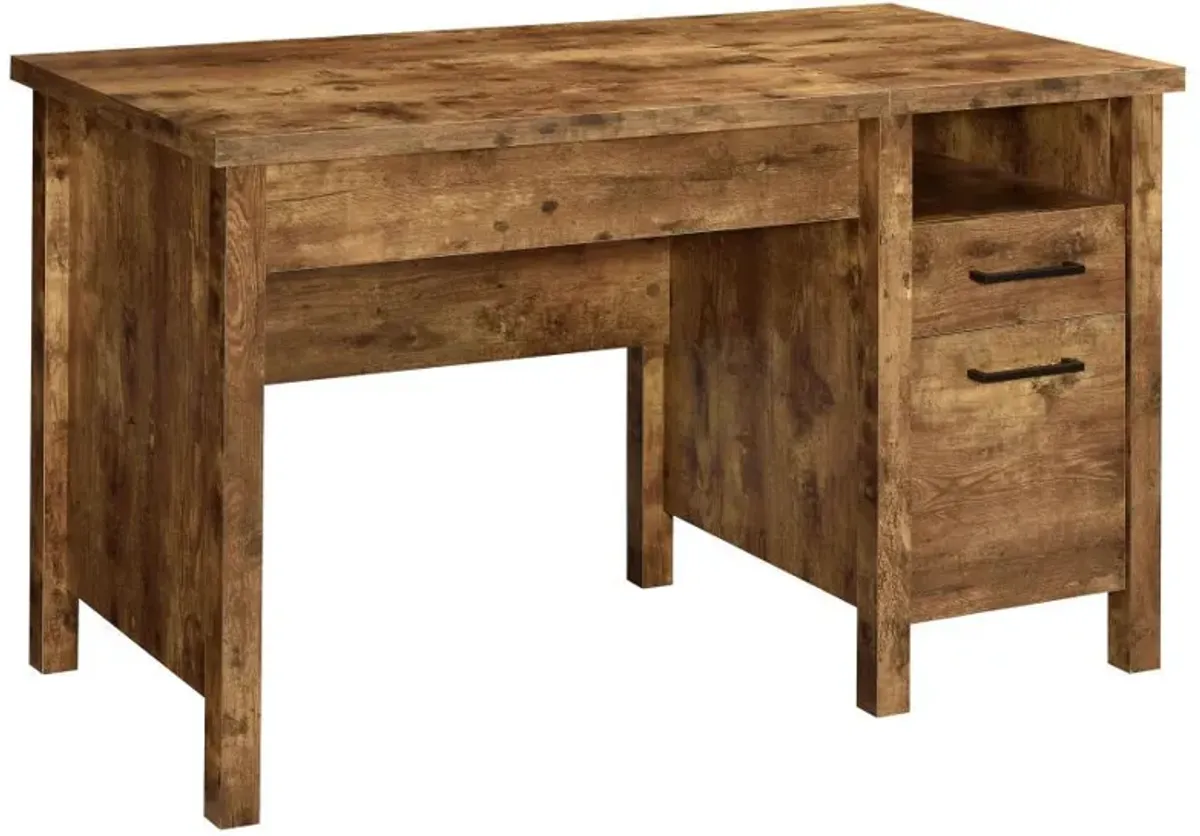 Delwin - 2-Drawer Lift Top Computer Desk - Rustic Nutmeg