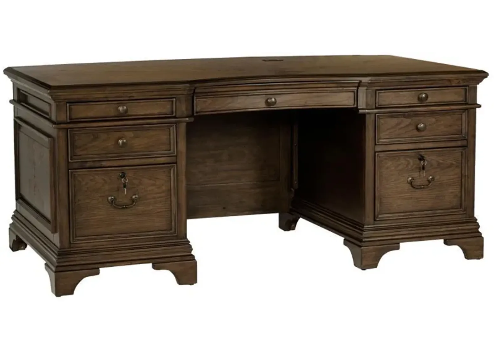 Hartshill - 7-Drawer Executive Desk - Burnished Oak