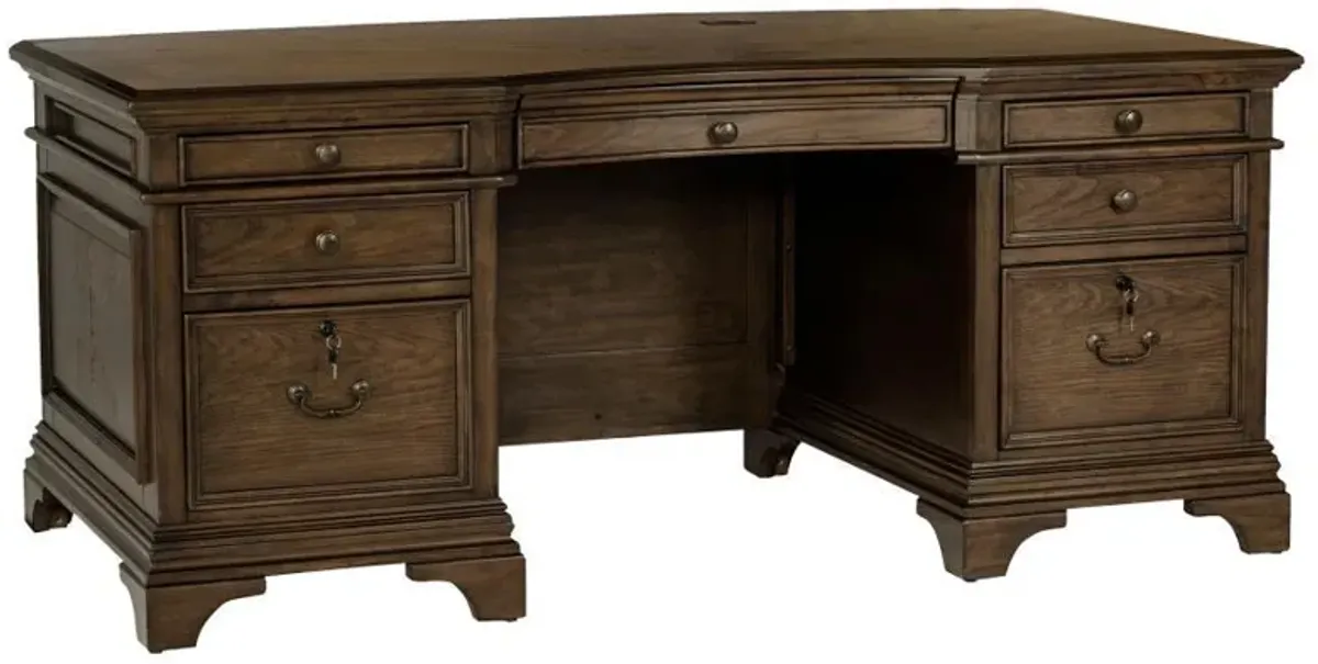 Hartshill - 7-Drawer Executive Desk - Burnished Oak