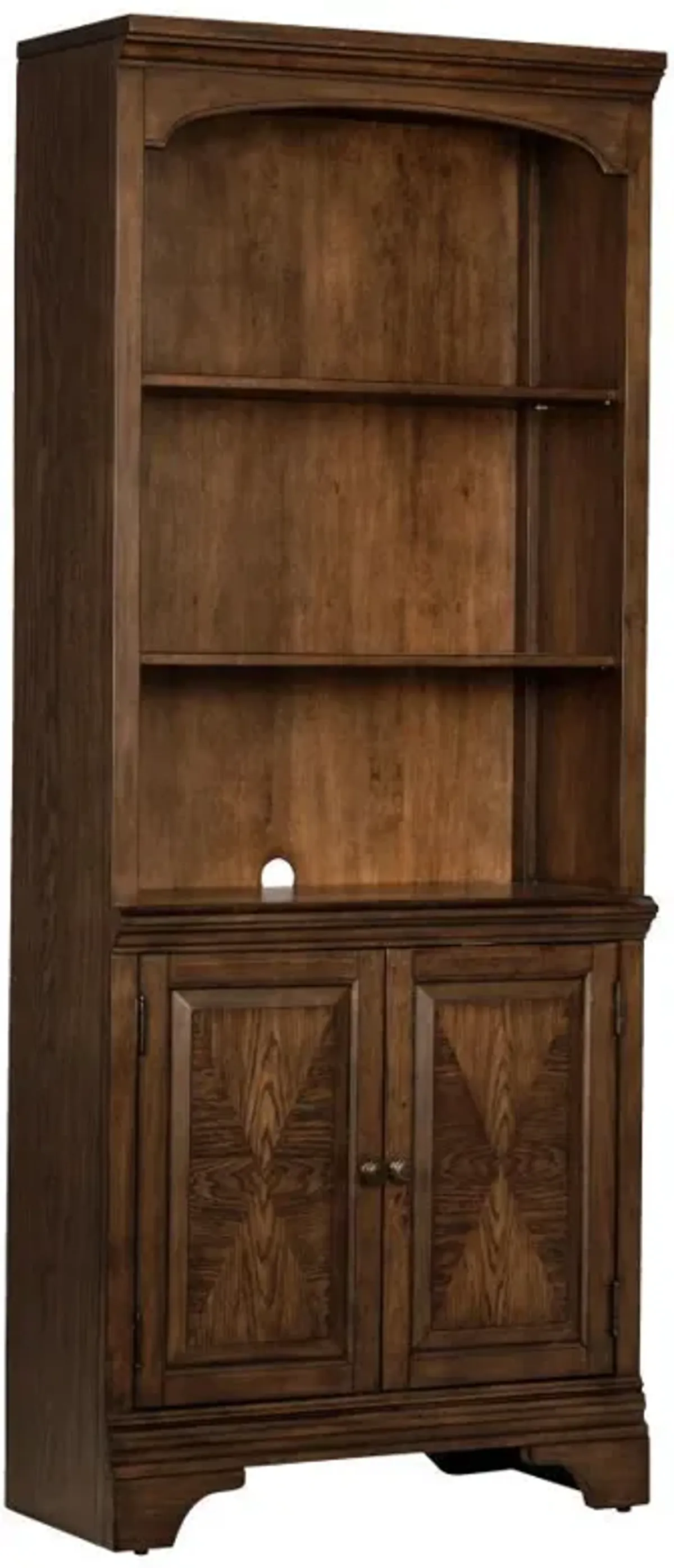 Hartshill - 3-Shelf Cabinet Bookcase - Burnished Oak