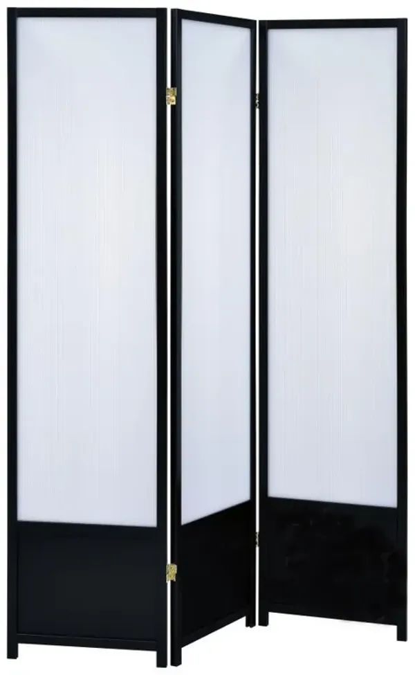 Calix - 3-Panel Room Divider Folding Shoji Screen - Black