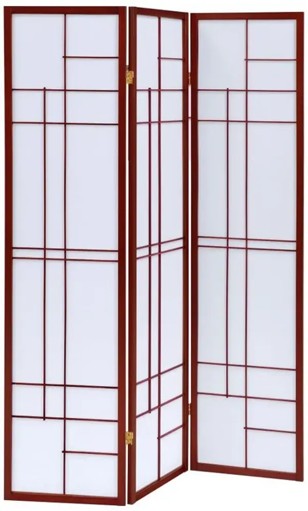 Katerina - 3-Panel Room Divider Folding Shoji Screen - Cherry
